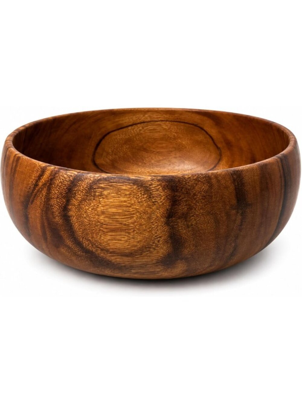 Organic Acacia Wood Serving Bowl - Handcrafted Large Salad, Soup & Fruit Decor